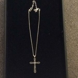 Silver and rhinestone cross necklace